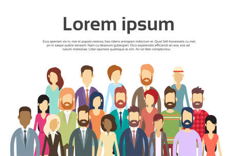 Group of Business People Face Big Crowd Businesspeople Mix Ethnic Vector Illustrationのイラスト素材