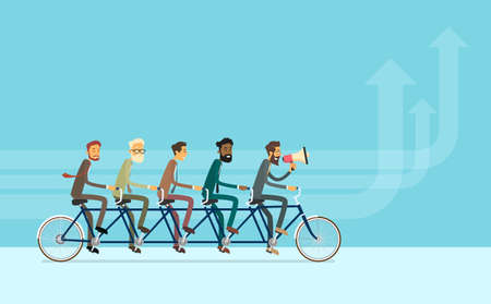 Business People Group Riding Bike Teamwork Concept Vector Illustration