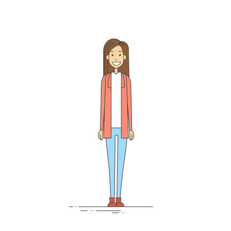 Young Girl Hipster Casual Clothes Full Length Vector Illustrationのイラスト素材