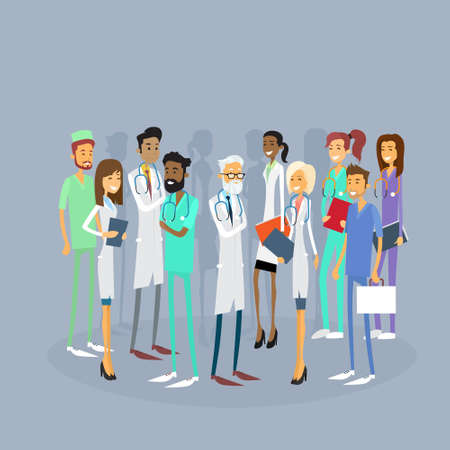 Group Medial Doctors Team Work With Leader Vector Illustrationのイラスト素材