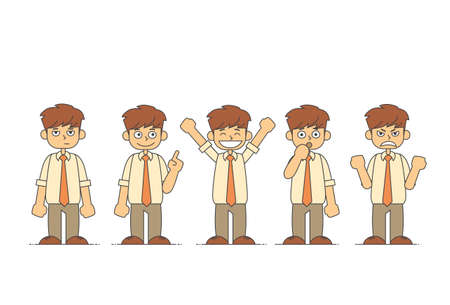 Cartoon Business Man Emotions Set Vector Illustrationのイラスト素材