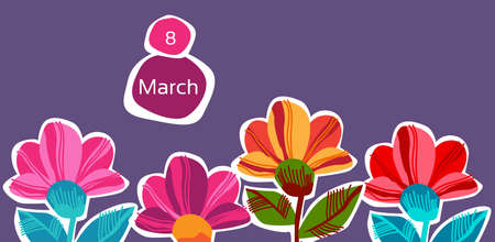 March 8 International Women Day Greeting Card Vector Illustrationのイラスト素材