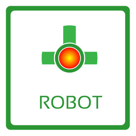 Modern Robot Application Button Icon Banner Flat Vector Illustrationのイラスト素材