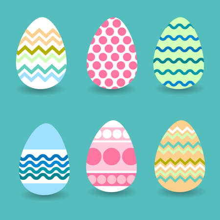 Easter Holiday Decorated Colorful Eggs Set Collection Illustrationのイラスト素材