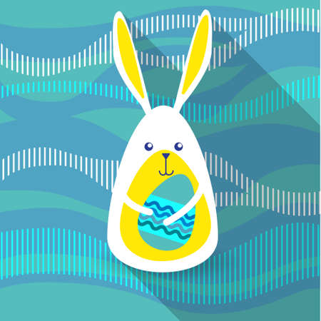 Easter Rabbit Hold Decorated Colorful Egg Holiday Symbols Illustrationのイラスト素材