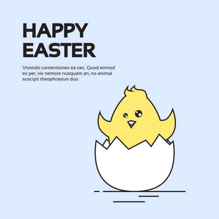 Easter Holiday Greeting Card With New Born Chicken Egg Illustrationのイラスト素材