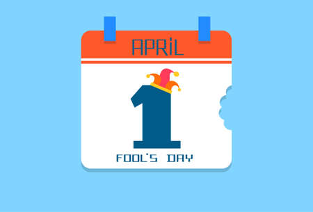 Calendar Page, First April Date With Jester Fool Day Holiday Flat Vector Illustrationのイラスト素材