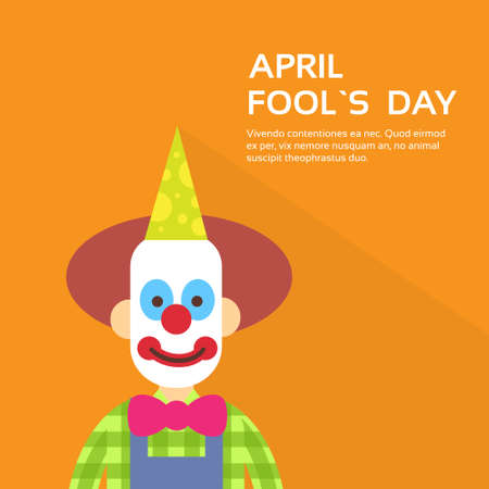 Clown Face First April Day, Fool Holiday Concept With Copy Space Flat Vector Illustrationのイラスト素材