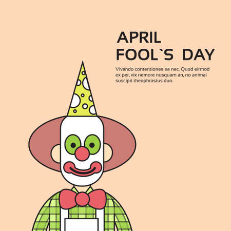 Clown Face First April Day, Fool Holiday Concept With Copy Space Thin Line Vector Illustrationのイラスト素材