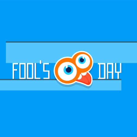 Crazy Face Show Tongue First April Fool Day Happy Holiday Flat Vector Illustrationのイラスト素材