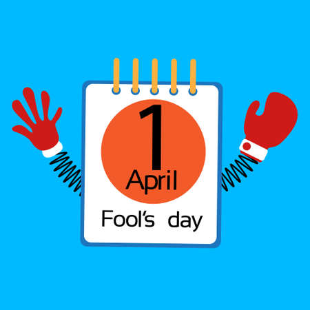 Calendar Page Fool Day April Holiday Greeting Card Banner With Spring Hands Flat Vector Illustrationのイラスト素材