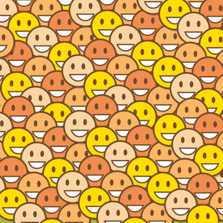 Smile Yellow Cartoon Faces Background Vector Illustrationのイラスト素材