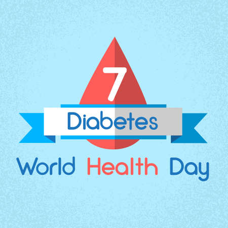 Blood Drop From Glucose Meter Level Diabetes World Health Day 7 April Holiday Banner Flat Vector Illustrationのイラスト素材