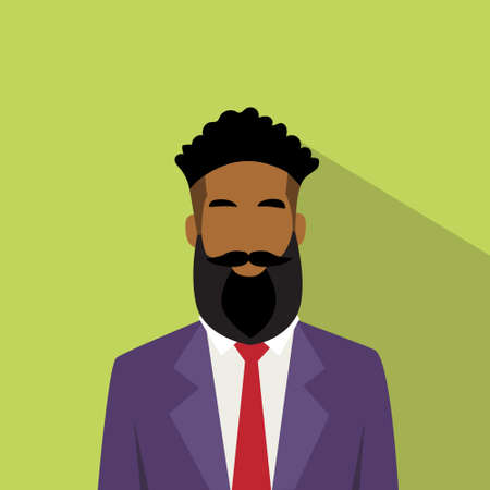 Business Man Profile Icon African American Ethnic Male Avatar Hipster Style Fashion Cartoon Guy Beard Portrait Casual Businessman Person Face Flat Design Vector Illustrationのイラスト素材