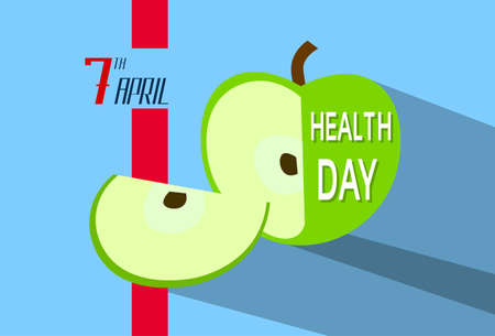 Green Apple Friut World Health Day Flat Vector Illustrationのイラスト素材