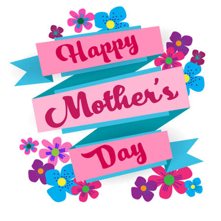 Happy Mother Day, Spring Holiday Greeting Card Banner Flat Vector Illustrationのイラスト素材