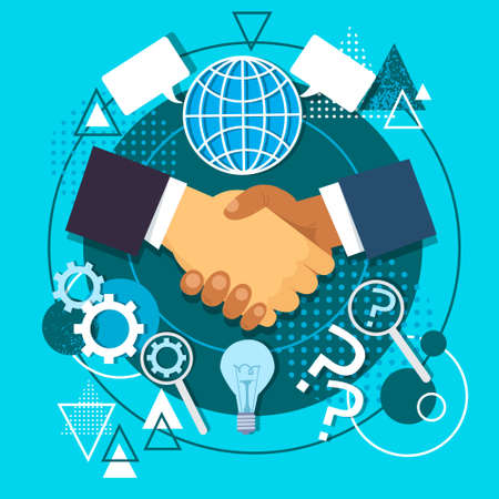Handshake Icon Concept Business Hands Shake Abstract Background Vector Illustrationのイラスト素材