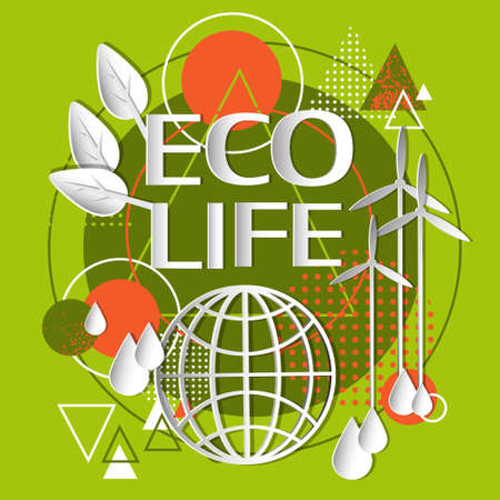 Ecology Green Banner Concept Eco Life Abstract Background Vector Illustration