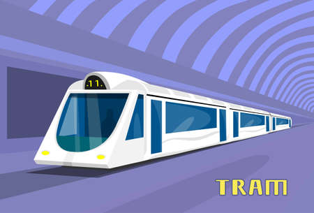 Subway Tram Modern City Public Transport Underground Rail Road Station Flat Vector Illustrationのイラスト素材