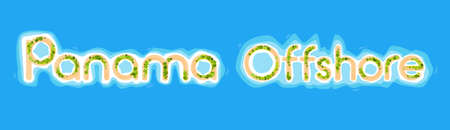 Panama Offshore Island Top View Letters Shape Beach Palm Tree Ocean Concept Vector Illustrationのイラスト素材