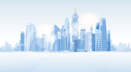 Panama City Skyscraper View Cityscape Background Skyline Silhouette with Copy Space Vector Illustrationのイラスト素材