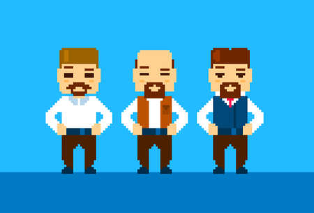 Bearded Business Man Collection Pixelated Vector Illustrationのイラスト素材