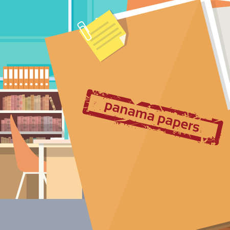Panama Papers Folder Secret Document Offshore Company Business Owners Office Vector Illustrationのイラスト素材
