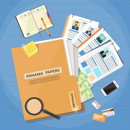 Panama Papers Folder Documents Offshore Company Business People Owners Profile Vector Illustrationのイラスト素材