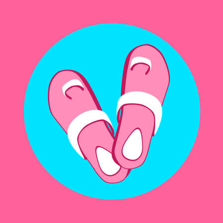 Flip Flops Icon Summer Slippers Foot Wear Flat Vector Illustrationのイラスト素材