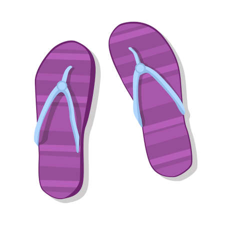 Flip Flops Icon Summer Slippers Foot Wear Flat Vector Illustrationのイラスト素材