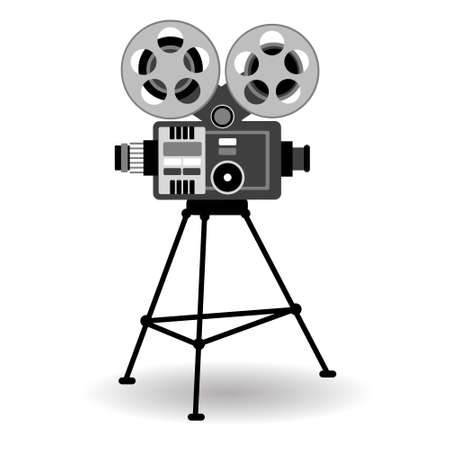 Retro Movie Projector Film Cinema Flat Vector Illustrationのイラスト素材