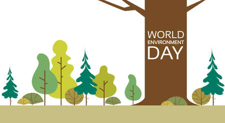 World Environment Day Forest Nature Landscape Tree Flat Vector Illustrationのイラスト素材