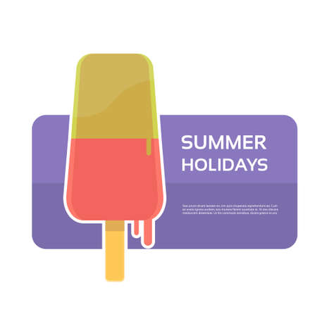 Melting Ice Cream Summer Dessert Banner With Copy Space Thin Line Vector Illustrationのイラスト素材