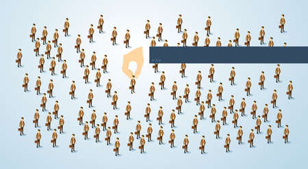 Recruitment Hand Picking Business Person Candidate People Group Copy Space 3d Isometric Vector Illustrationのイラスト素材