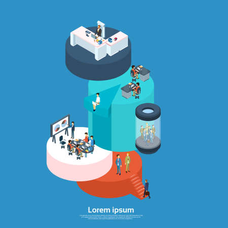 Business Modern Office Businesspeople Group 3d Isometric Vector Illustrationのイラスト素材