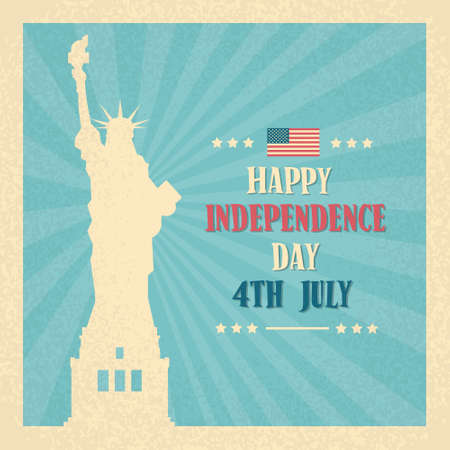 Liberty Statue Happy Independence Day United States American Holiday Banner Vector Illustrationのイラスト素材