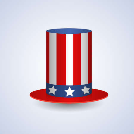 Cylinder Hat American United States Flag Symbol Flat Vector Illustrationのイラスト素材
