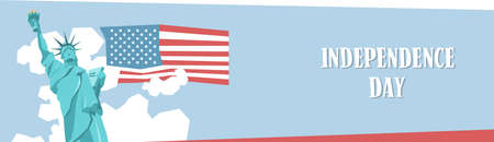 Statue of Liberty Happy Independence Day United States American Holiday Banner Vector Illustrationのイラスト素材