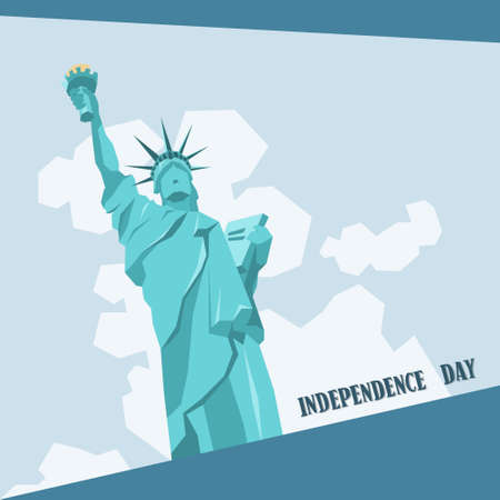 Statue of Liberty Happy Independence Day United States American Holiday Banner Vector Illustrationのイラスト素材