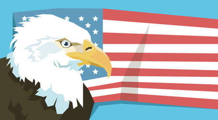Eagle Over United States Of America Flag Vector Illustrationのイラスト素材