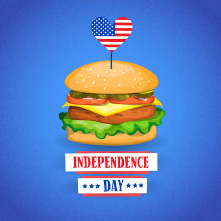 Independence Day United States American Holiday Burger With Flag Vector Illustrationのイラスト素材