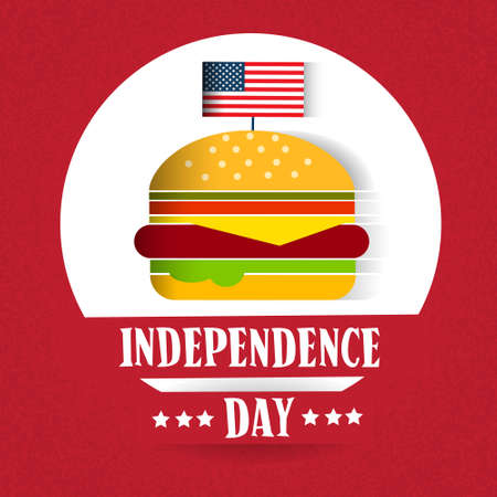 Independence Day United States American Holiday Burger With Flag Vector Illustrationのイラスト素材