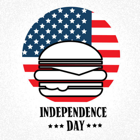 Independence Day United States American Holiday Burger With Flag Vector Illustrationのイラスト素材