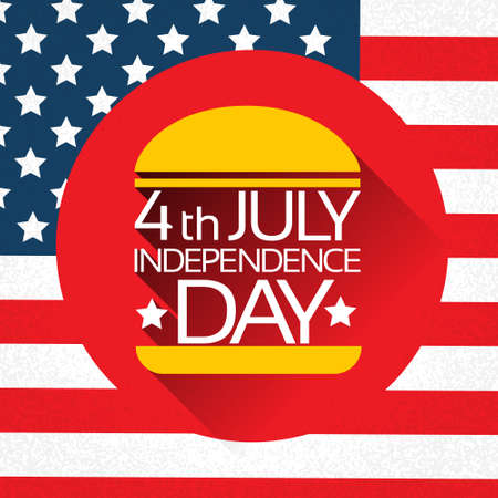 Independence Day United States American Holiday Burger With Flag Vector Illustrationのイラスト素材