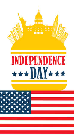Happy Independence Day United States American Holiday Banner Vector Illustrationのイラスト素材