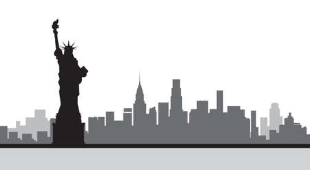 Liberty Statue Silhouette United States New York City View Vector Illustrationのイラスト素材