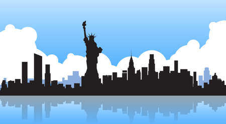Liberty Statue Silhouette United States New York City View Vector Illustrationのイラスト素材