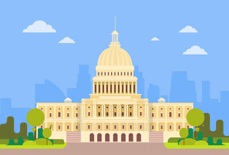 Capitol Building United States Of America Senate House Washington Vector Illustrationのイラスト素材