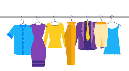 Clothes Official Business Collection Show Room Shop Flat Vector Illustrationのイラスト素材