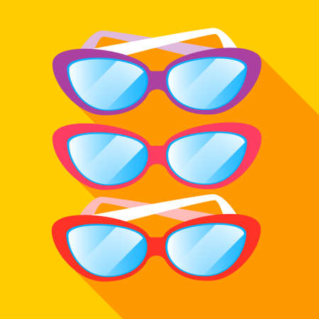 Sun Glasses Summer Colorful Sunglasses Set Flat Vector Illustrationのイラスト素材